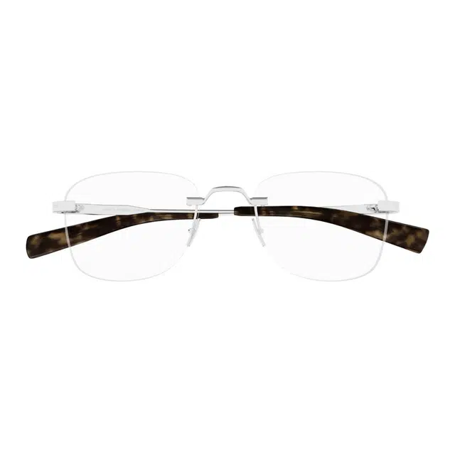 Saint Laurent Logo Metal Square Optical Frame Silver