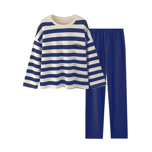 欧诗帛 可外穿家居长袖高颜值睡衣套装 女款 蓝色