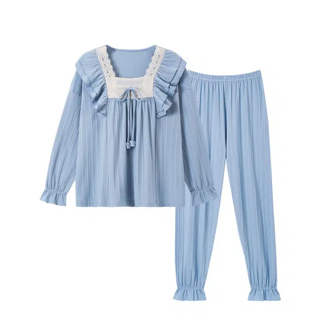 欧诗帛 可外穿家居带胸垫长袖高颜值睡衣套装 女款 图色