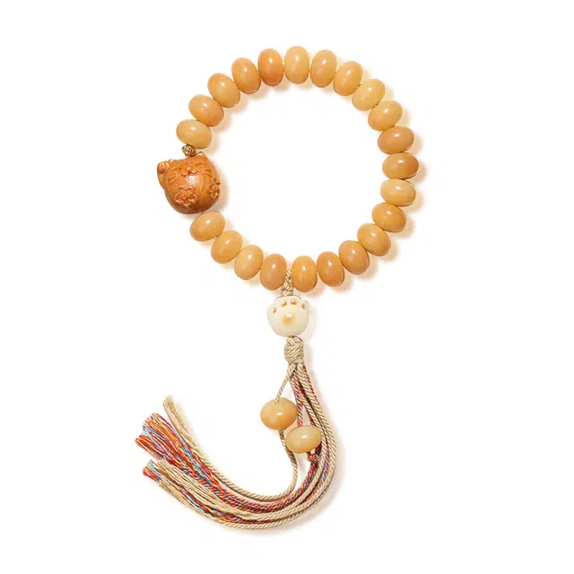 谧月珠宝 财运滚滚 新中式手工干磨精工高抛可爱讨喜招财猫猫爪 小众创意设计高级感盘玩文玩 白玉菩提 手串 男女同款情侣款