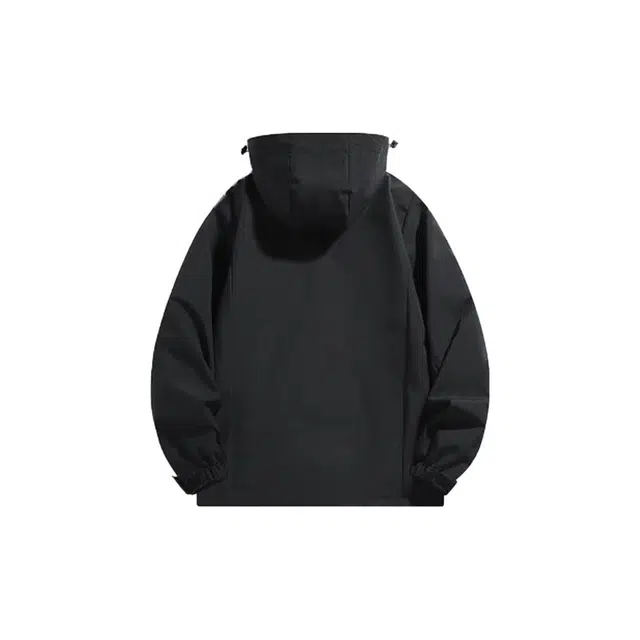 雅鹿  单层薄款连帽纯色防水  防风冲锋衣 男款