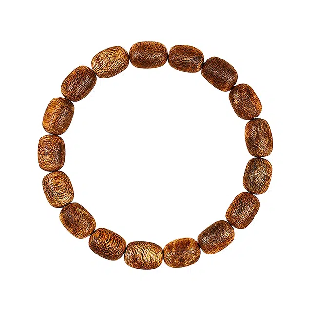 谧月珠宝 转运 新中式国潮老型高端高密复古风民族风禅意念珠 桶珠单圈文玩盘玩出勤百搭饰品 檀木 木作手串 男女同款情侣款