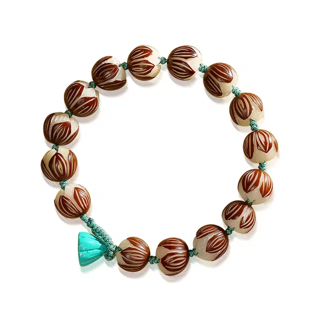 谧月珠宝 节节高升 新中式国潮盘玩文玩佛珠文艺简约念珠 手持把玩莲花 单圈百搭叠戴 星月菩提白玉菩提 手串 男女同款情侣款