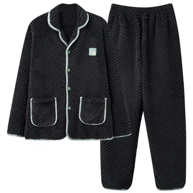 睦隆世家 保暖可外穿微弹亲肤透气柔软舒适耐磨长袖长裤家居服睡衣套装 男女同款