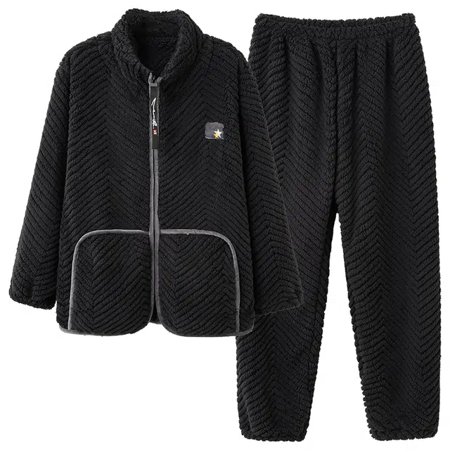 睦隆世家 韩版保暖微弹亲肤柔软舒适耐磨长袖长裤家居服睡衣套装 男女同款