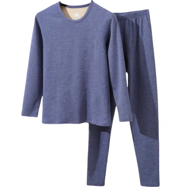 雅鹿 防寒时尚隐形纯色保暖套装 男款