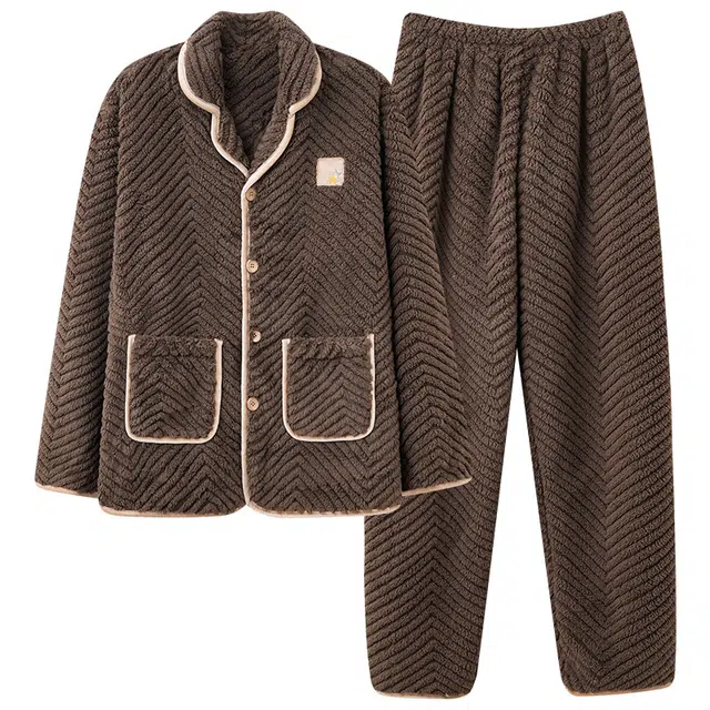 睦隆世家 保暖微弹亲肤透气柔软舒适耐磨长袖长裤可外穿家居服睡衣套装 男女同款