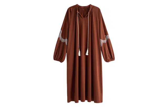 歌倩雅 时尚高级感休闲简约长袖睡衣礼睡裙 女款 图色