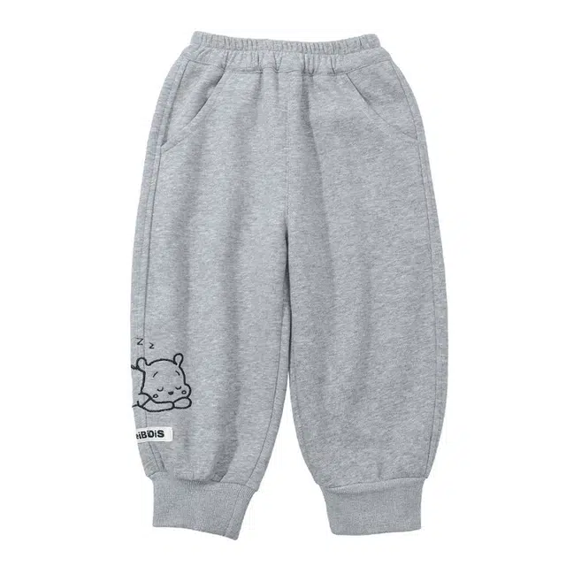 中小童 木木兔 时尚简约松紧腰束脚针织运动裤 灰色