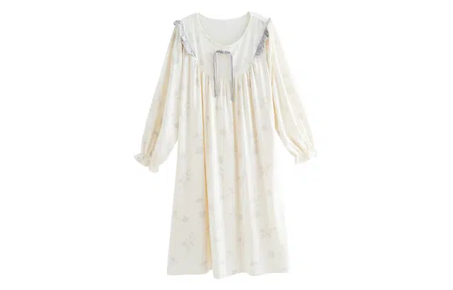 歌倩雅 简约舒适柔软长袖甜美宽松可外穿家居服 春秋睡裙 女款 图色