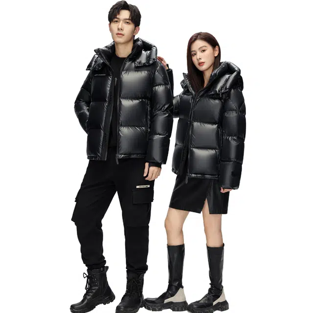 雅鹿 时尚宽松通勤羽绒服 男女同款 黑色