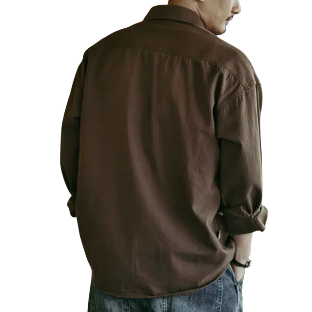 北极绒 日系复古高级感美式长袖衬衫 男款