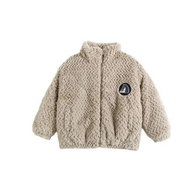 木木兔 立领舒适柔软百搭大衣 奶咖色 中小童