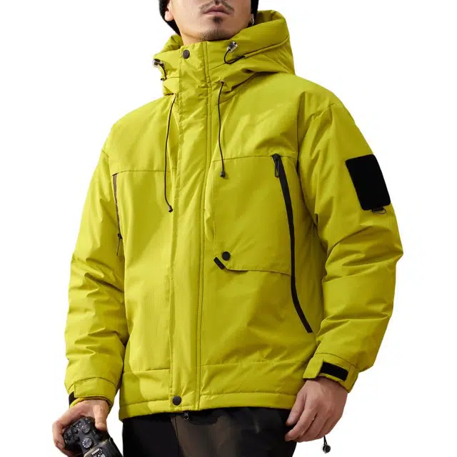 【dme】 纯色户外运动连帽拉链潮牌保暖痞帅抗寒休闲百搭羽绒服 男女同款