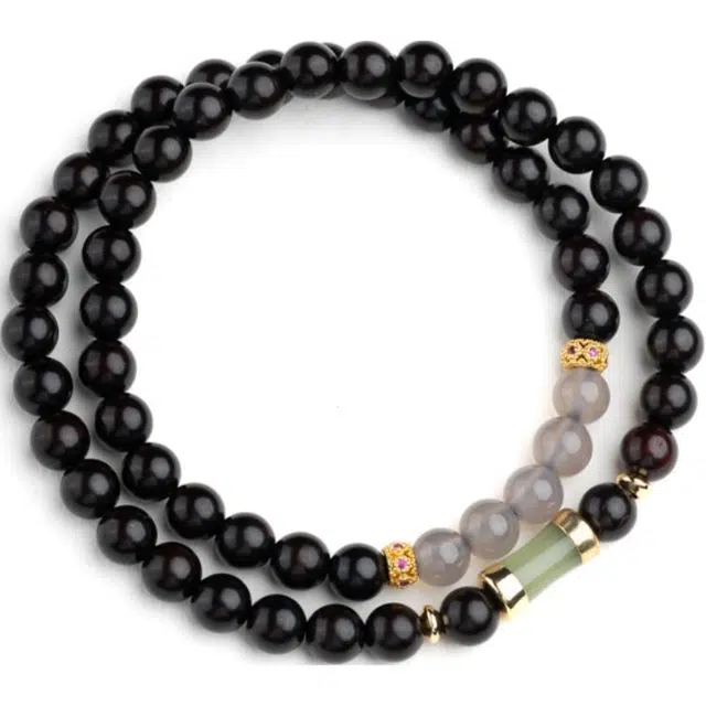 仙源 紫气东来 转运招财纳福轻奢新中式文玩念珠双圈 平安福手链 节日生日送礼盒物 紫檀属 手串 男女同款情侣款