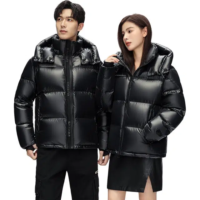 雅鹿 时尚宽松通勤羽绒服 男女同款 黑色