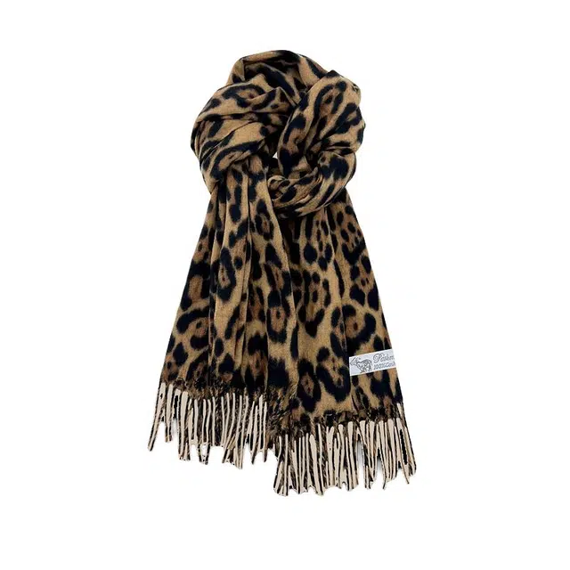 木林森 甜酷复古豹纹秋冬保暖百搭休闲简约千禧 绒线围巾 男女同款情侣款