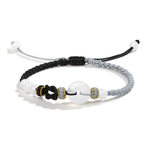 【普陀山官方已祝福】 普陀山文创 新中式吉祥如意平安扣编织手绳本命年岁岁平安转运 生日送礼礼盒装 玉髓 手链 男女同款情侣款