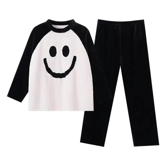 欧诗帛 亲肤系列 保暖大码舒适柔软休闲睡衣套装 女款 图色