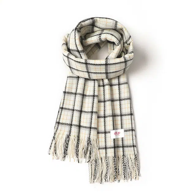 浪莎 秋冬学院文艺风百搭格子绒线围巾情侣款氛围感学生保暖围脖披肩 赠礼礼盒装 绒线围巾 男女同款情侣款