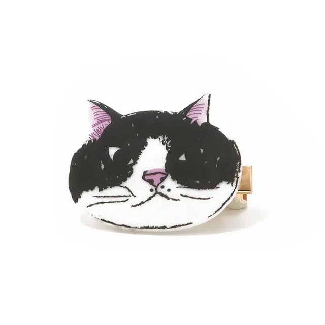 如花梦 可爱趣味卡通牛奶猫日常百搭额前碎发复古涂鸦猫咪侧边刘海 亚克力 发夹 女款