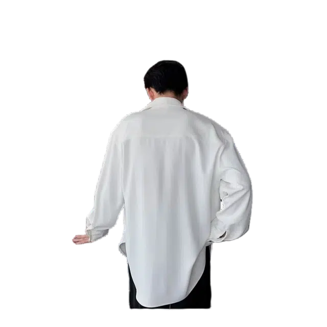 北极绒 纯色翻领高级感长袖衬衫 男款