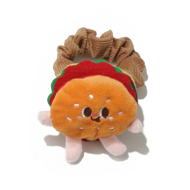 如花梦 卡通立体搞怪汉堡可爱日常高弹力扎发头饰趣味创意玩偶不伤发发饰 布艺 头绳 女款