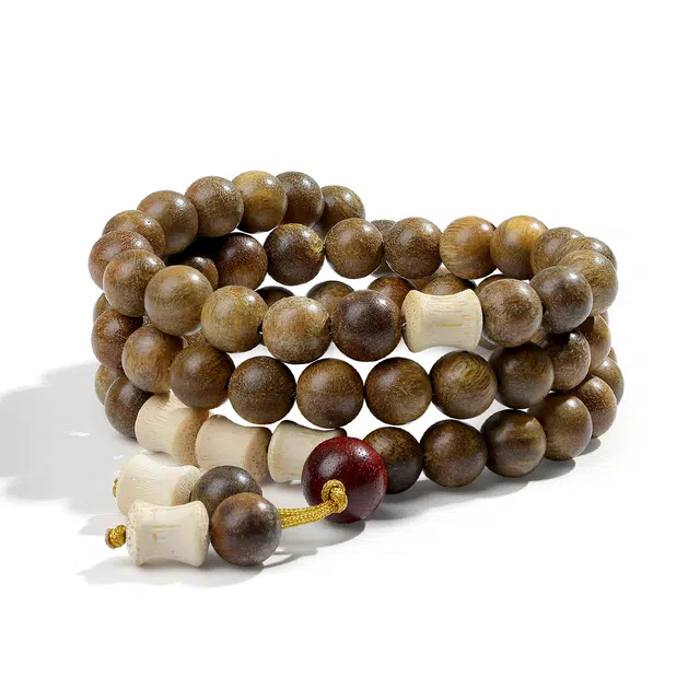 【普陀山官方已祝福】 普陀山文创 新中式静心节节高升文玩盘玩手持念珠 绿檀 手串 男女同款情侣款