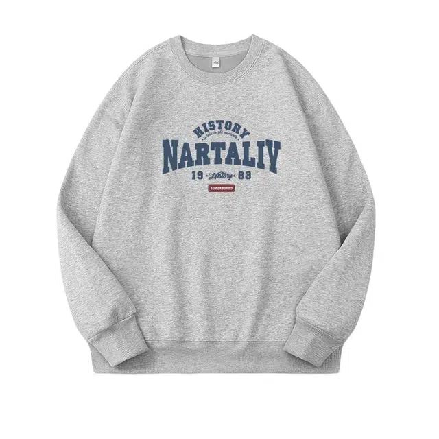 莫代尔 时尚潮流字母印花简约宽松舒适亲肤长袖打底衣 男女同款