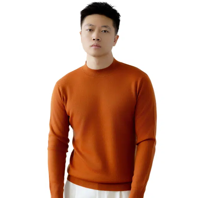 【厚款可机洗】比利斯山羊 纯羊毛款纯色圆领毛衣 男款