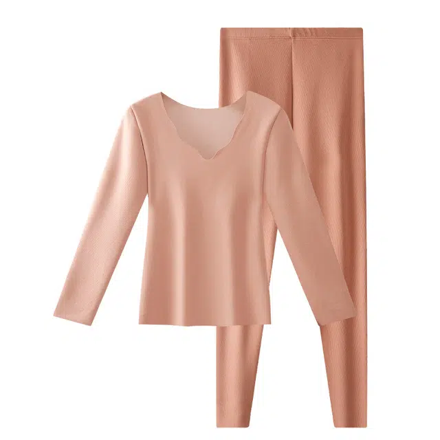 草本初色 无痕发热加厚加绒打底内搭保暖套装 女款