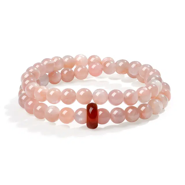 【普陀山官方已祝福】 普陀山文创 新中式复古时来运转转运招桃花高级感叠戴手饰 生日送礼节日礼盒 玉髓 手串 女款