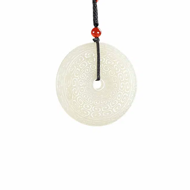 舒杰 中式编织绳如意平安扣 和田玉 白玉 男女同款情侣款