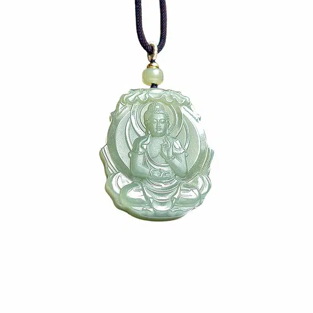 舒杰 本命年守护神大日如来吊坠 和田玉 青白玉 男女同款情侣款
