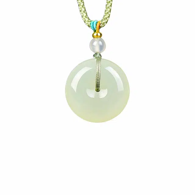 舒杰 温润百搭平安扣情侣款 和田玉 青白玉 男女同款情侣款