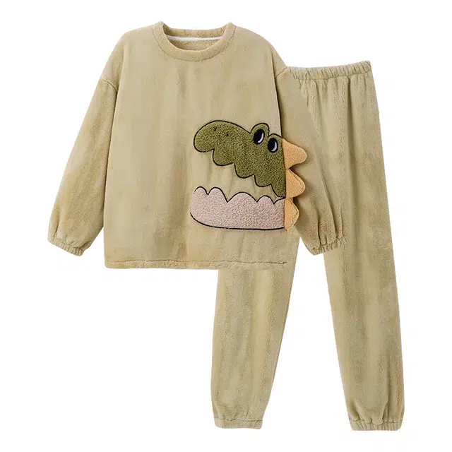 欧诗帛 可外穿家居舒适简约长袖睡衣套装 女款 图色