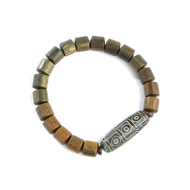 仙源 行星纹 经久不衰复古民族风大颗粒素串 转运珠单圈盘玩文玩佛珠念珠 百搭饰品 木作 手串 男女同款情侣款 绿檀