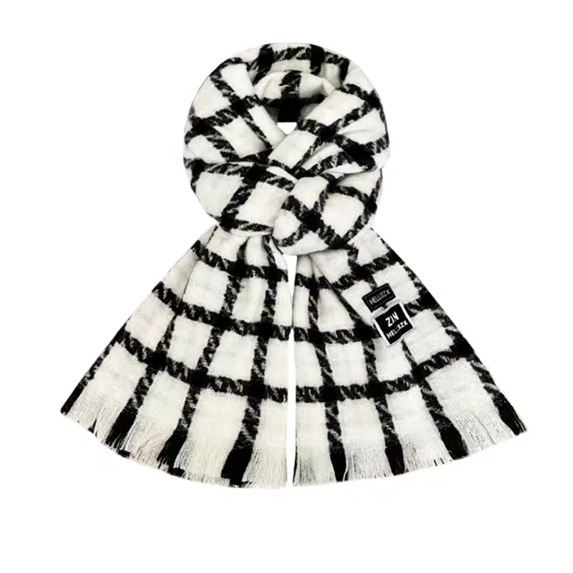 北极绒 复古流苏格子围脖冬季新款高级感韩版保暖百搭披肩两用 绒线围巾 男女同款情侣款