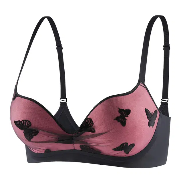 丝之莎 法式蕾丝聚拢无痕无钢圈文胸 女款 黑色