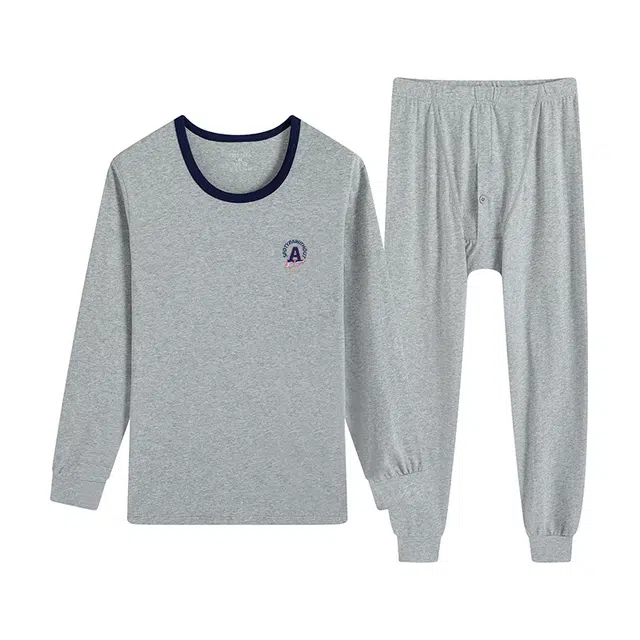 贴身领域 青少年纯棉秋衣秋裤全棉初高中学生线衣线裤大童内衣保暖套装 男款