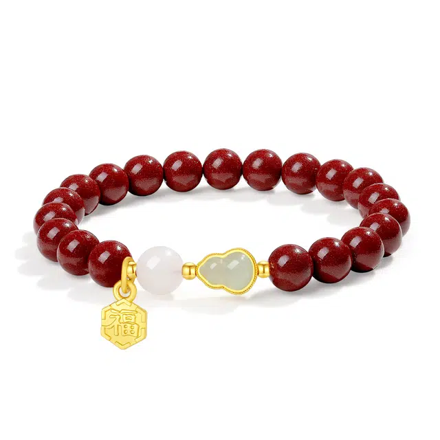 【普陀山官方已祝福】 普陀山文创 新中式福禄吉祥转运本命年红紫金砂文玩佛珠 生日送礼礼盒装 朱砂 手串 女款
