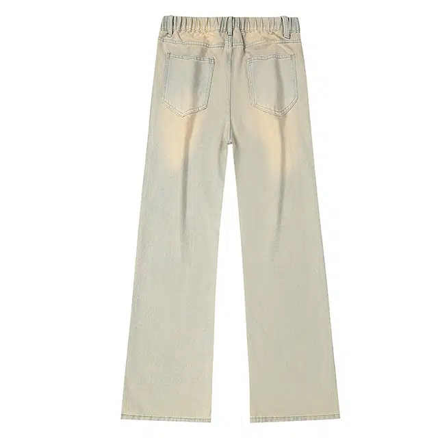 巴塞罗那足球俱乐部 美式复古水洗做旧多风格百搭休闲垂感牛仔裤 男女同款