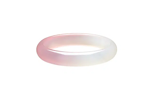 周六福 粉白宽条新中式国风 玉髓 手镯 女款