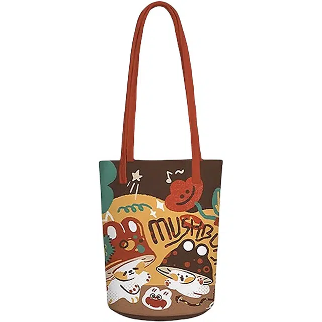 奥松 上班通勤慵懒设计感小众休闲 绒面科技布 水桶包单肩包 女款 黄色