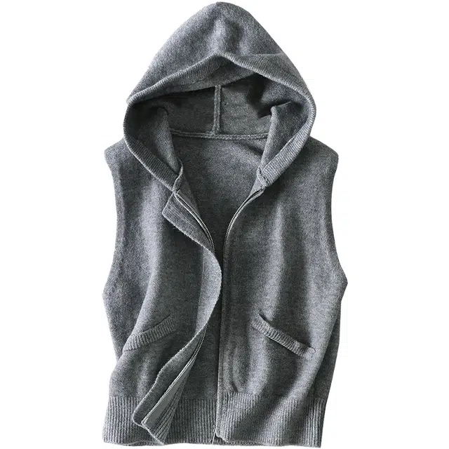 她池 时尚宽松针织休闲风叠穿马甲 女款 灰色