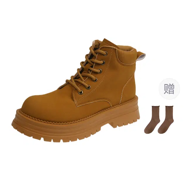 小鹿米利 厚底百搭英伦风户外工装 短靴 女款