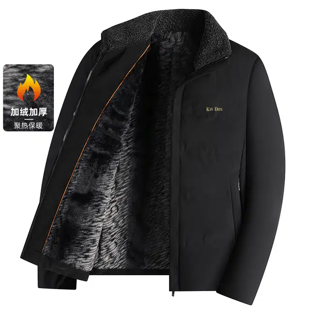 金盾 加绒加厚毛领抗皱免烫保暖棉服 男款