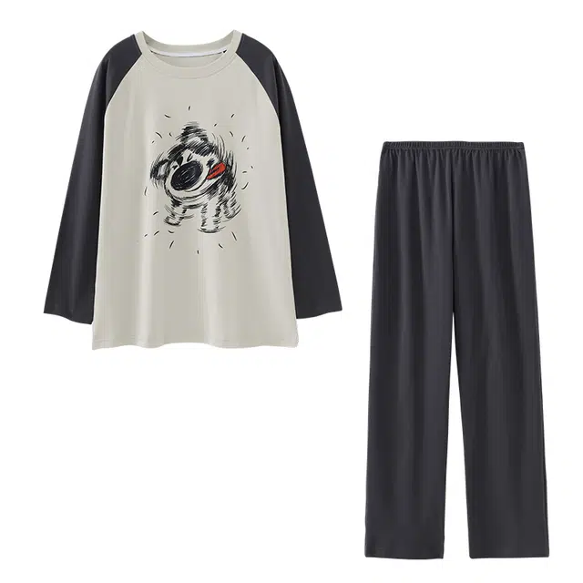 欧诗帛 高颜值可外穿简约舒适亲肤睡衣套装 男款 图色