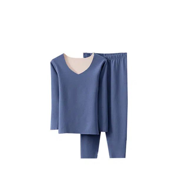 雅鹿 柔软打底衫圆领秋衣高腰秋裤纯色保暖套装 男款 牛仔蓝