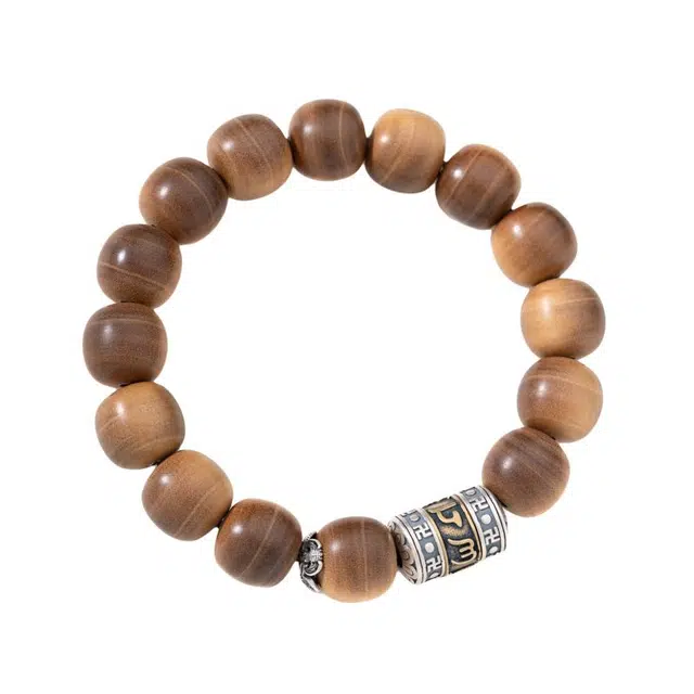 仙源 六字真言 转运珠简约木质念珠 平安福手链  节日生日送礼盒物 檀木 木作手串 男女同款情侣款